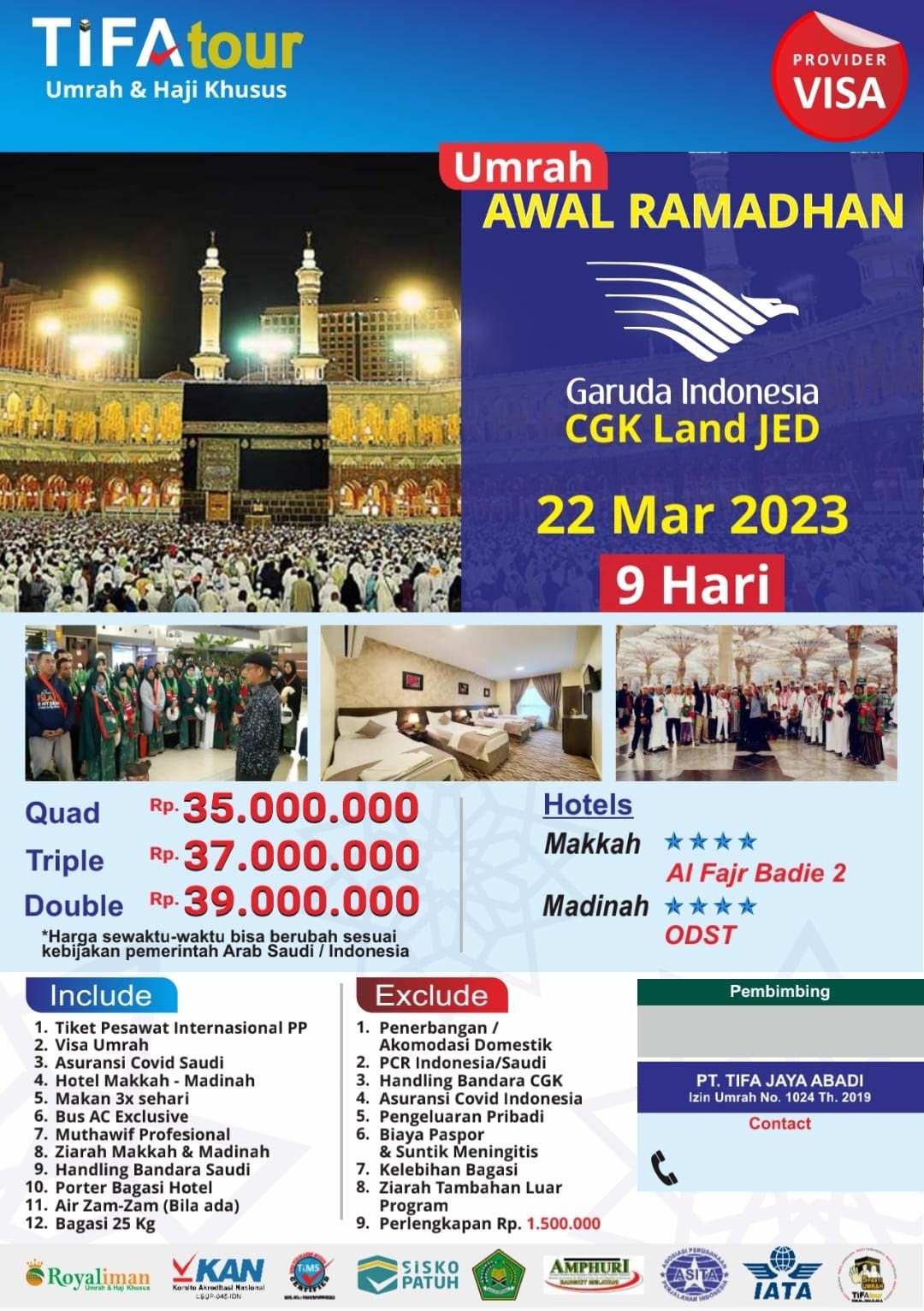 Paket Umroh Tifa Tour Maret Awal Ramadhan 2023